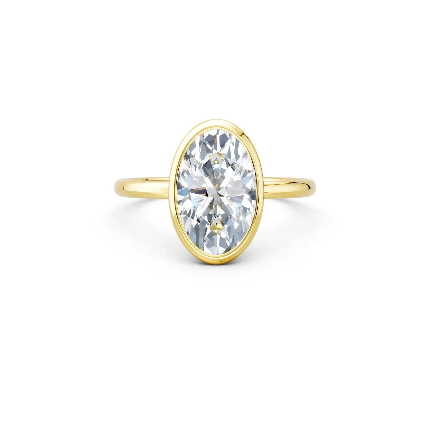 Oval Bezel-Set Diamond Engagement Ring Forever For Love