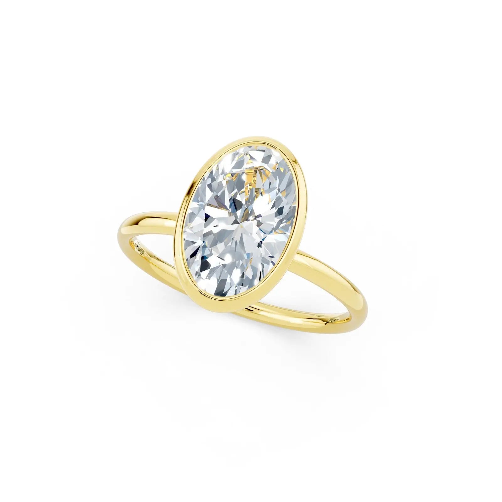 Oval Bezel-Set Diamond Engagement Ring Forever For Love