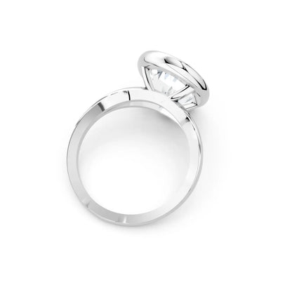 Oval Bezel Set Solitaire Engagement Ring with Split Band Forever For Love