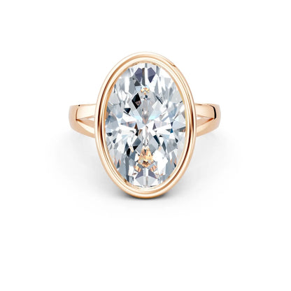 Oval Bezel Set Solitaire Engagement Ring with Split Band Forever For Love