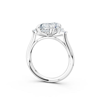 Radiant Center Stone with Pear Side Stones Three-Stone Engagement Ring Forever For Love