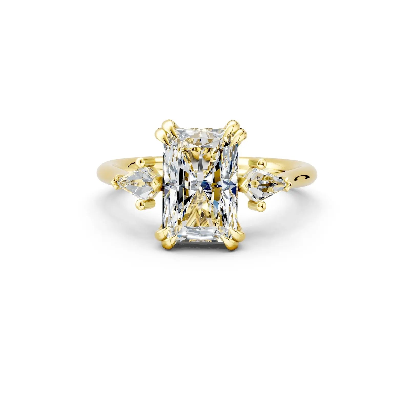 Radiant Center Stone with Pear Side Stones Three-Stone Engagement Ring Forever For Love