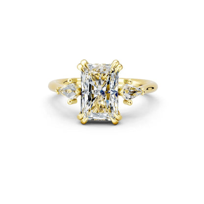 Radiant Center Stone with Pear Side Stones Three-Stone Engagement Ring Forever For Love