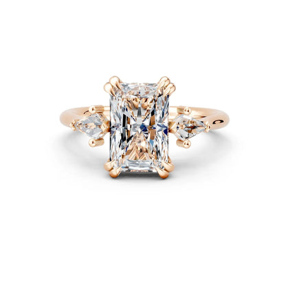 Radiant Center Stone with Pear Side Stones Three-Stone Engagement Ring Forever For Love