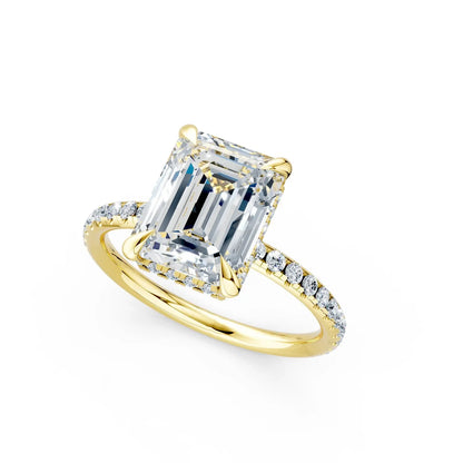 Radiant Cut Center Stone with Round Halo Pave Diamond Engagement Ring Forever For Love
