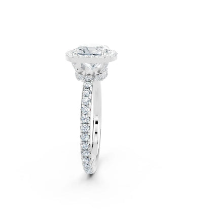 Luminous Cushion-Cut Halo Diamond Ring – Halo & Pave Band Elegance Forever For Love