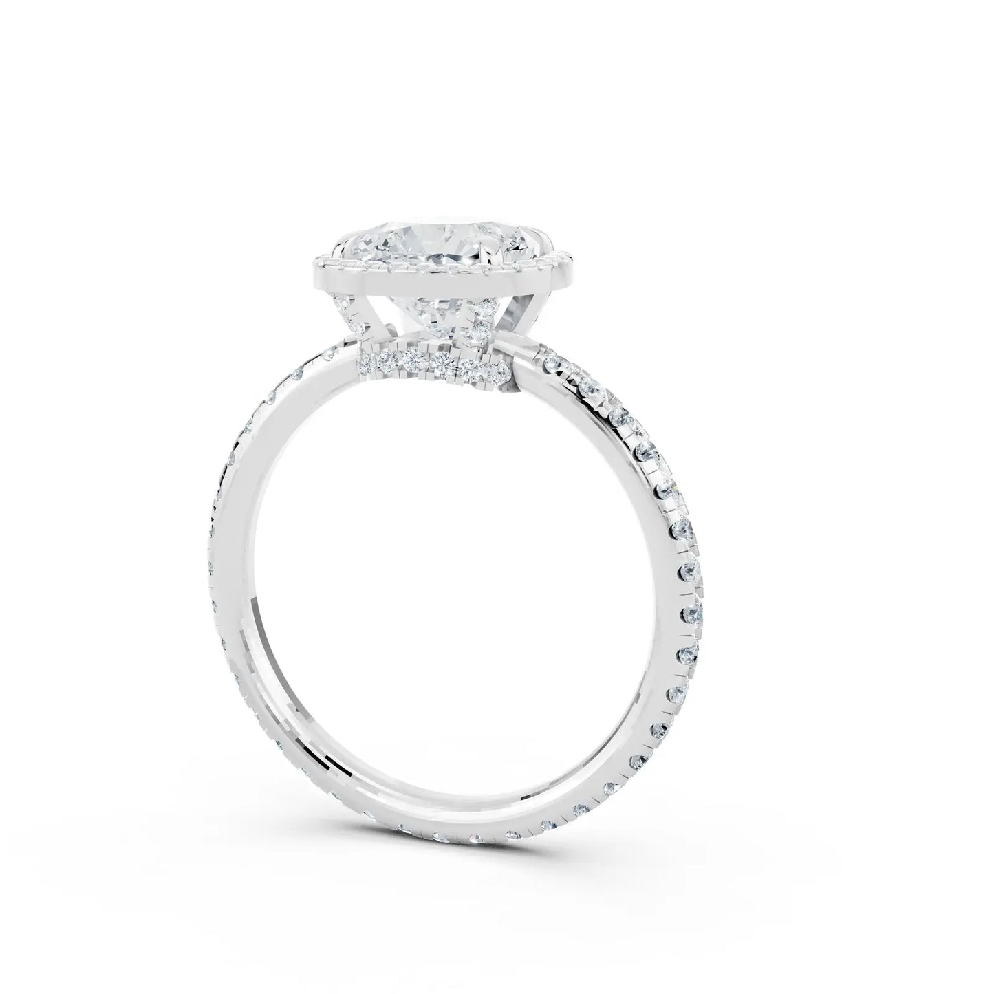 Luminous Cushion-Cut Halo Diamond Ring – Halo & Pave Band Elegance Forever For Love