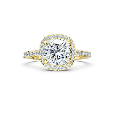 Luminous Cushion-Cut Halo Diamond Ring – Halo & Pave Band Elegance Forever For Love
