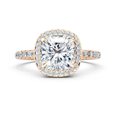 Luminous Cushion-Cut Halo Diamond Ring – Halo & Pave Band Elegance Forever For Love