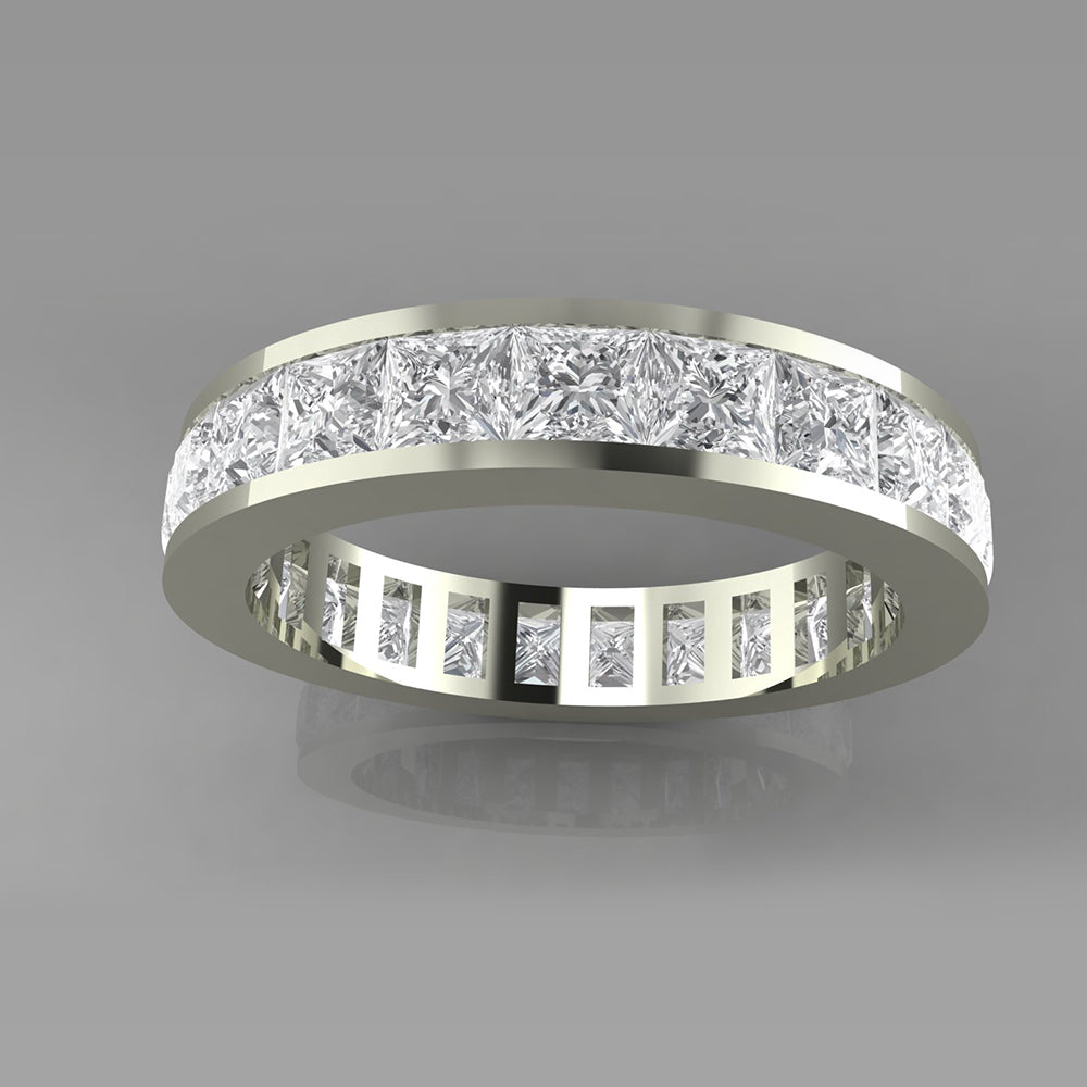 Bague avec diamants de laboratoire taille princesse de 4 carats et 3 mm au total