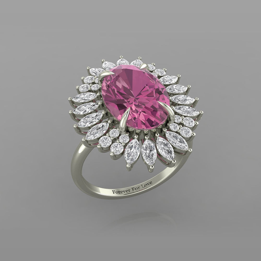 Vintage Light Pink Sapphire Engagement Ring with Marquise Diamond Accents