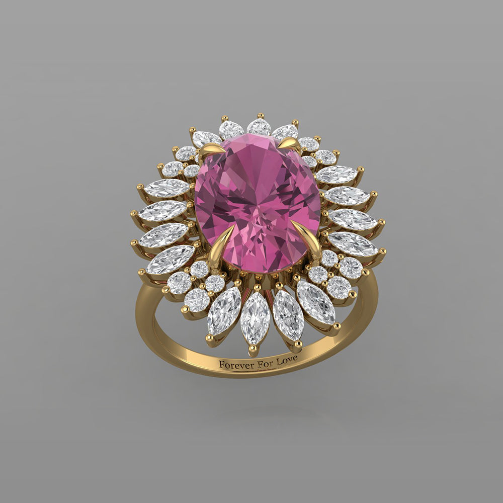 Vintage Light Pink Sapphire Engagement Ring with Marquise Diamond Accents