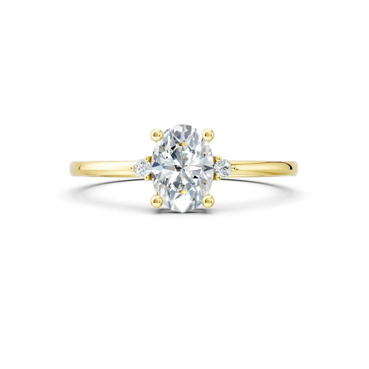 Oval Solitaire with tiny side stone Ring Forever For Love