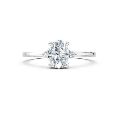 Oval Solitaire with tiny side stone Ring Forever For Love