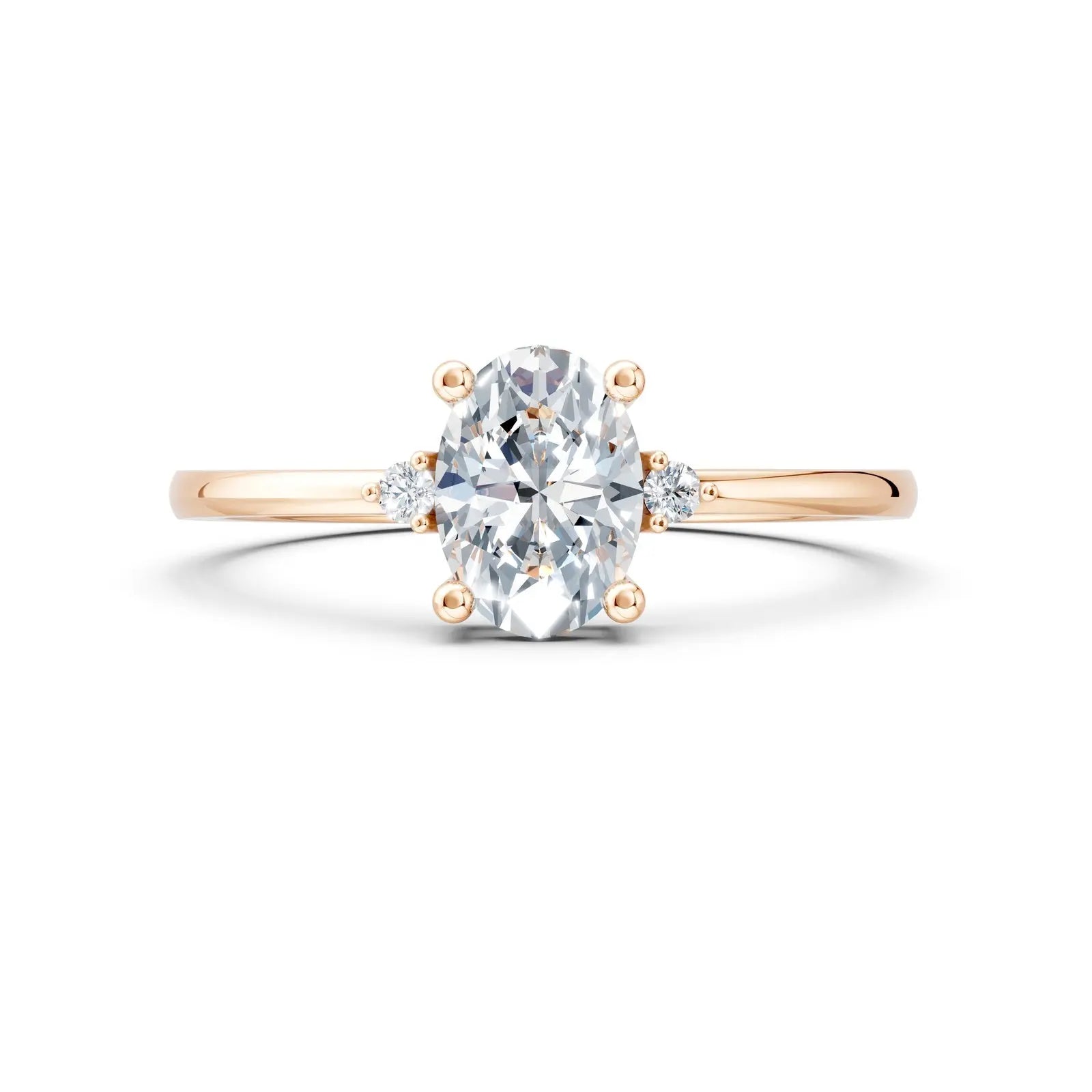 Oval Solitaire with tiny side stone Ring Forever For Love
