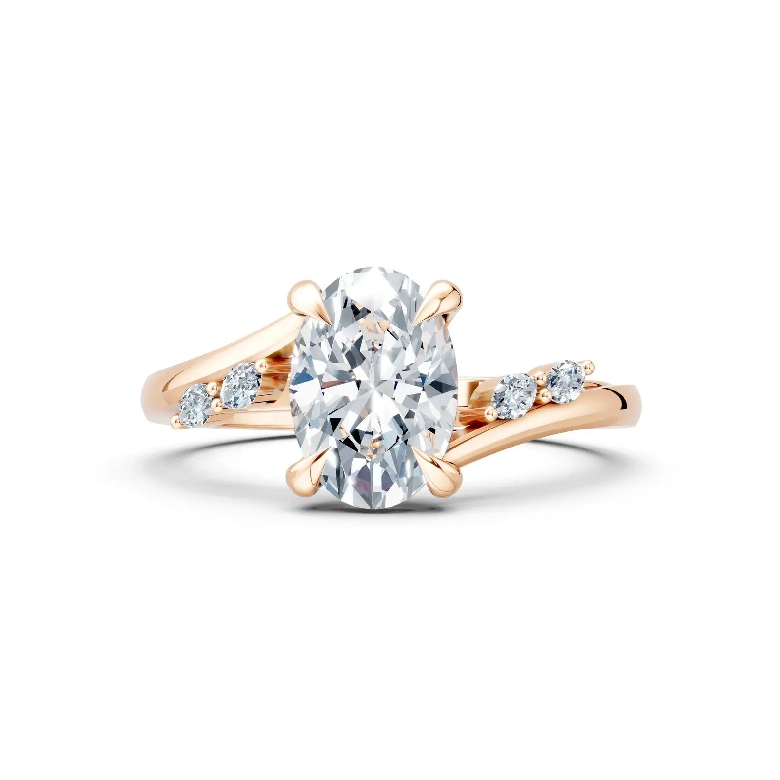 Unique Oval Diamond Ring with Marquise Band Forever For Love