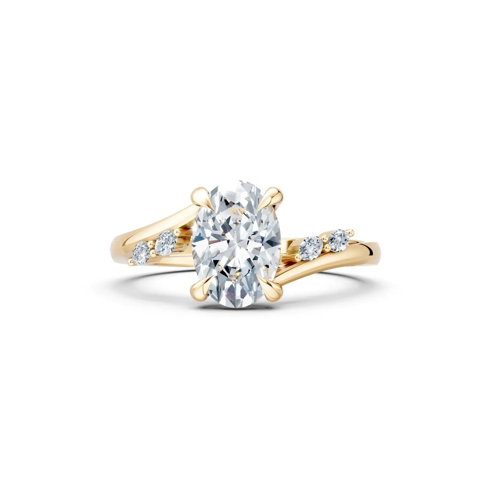 Unique Oval Diamond Ring with Marquise Band Forever For Love