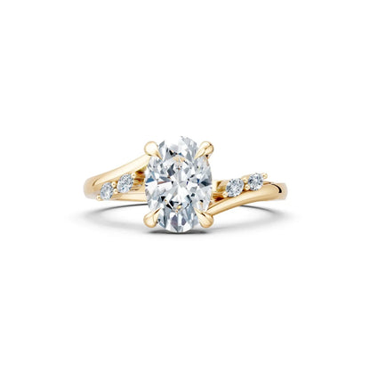 Unique Oval Diamond Ring with Marquise Band Forever For Love