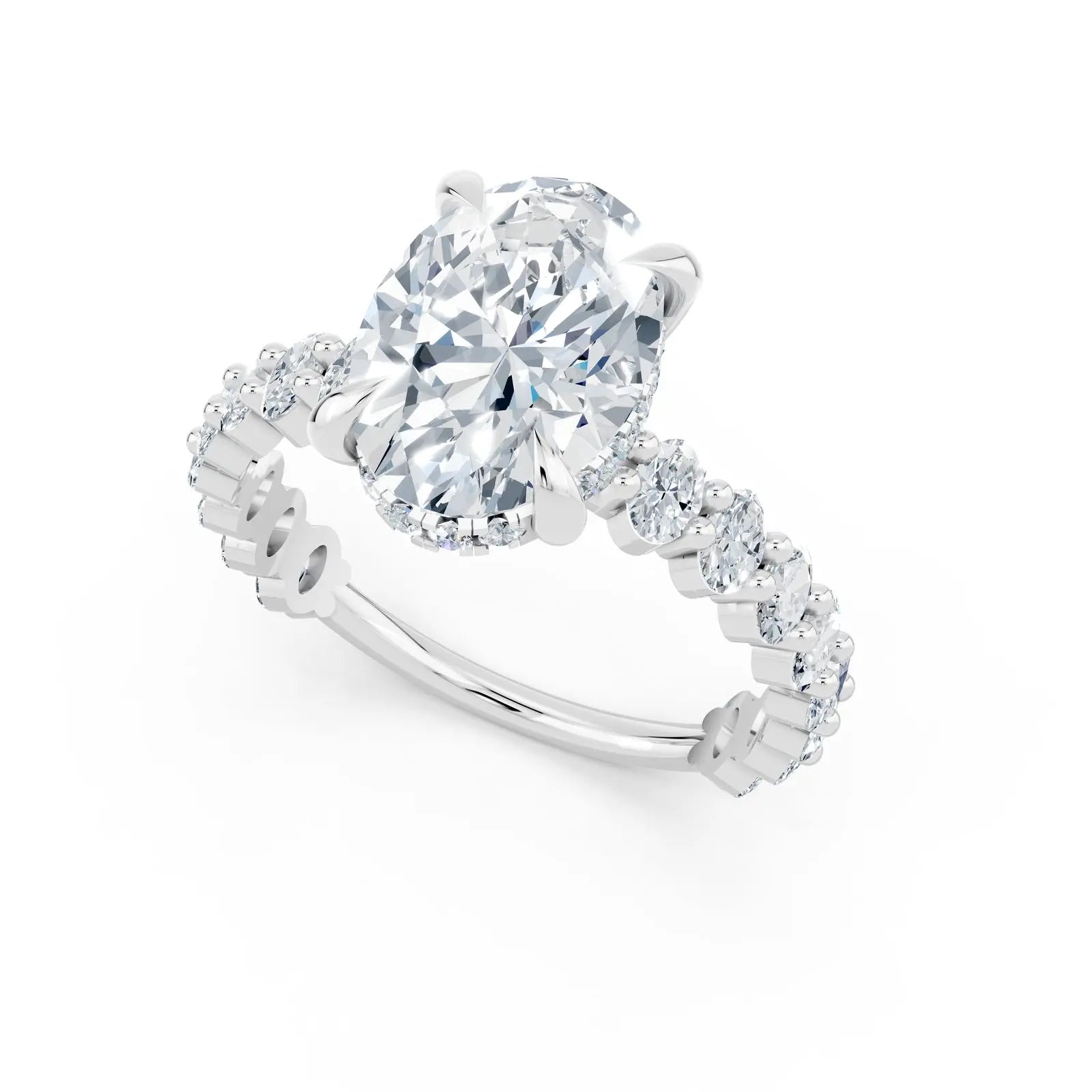 Oval Diamond Engagement Ring with Chunky Pave Band Forever For Love