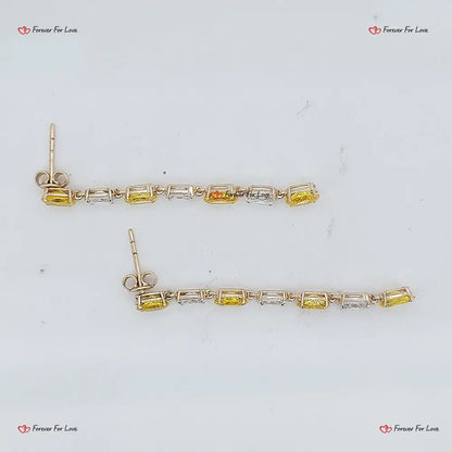 Yellow & White Lab Diamond Dangle Earrings – 7 Carat Oval Cut Forever For Love