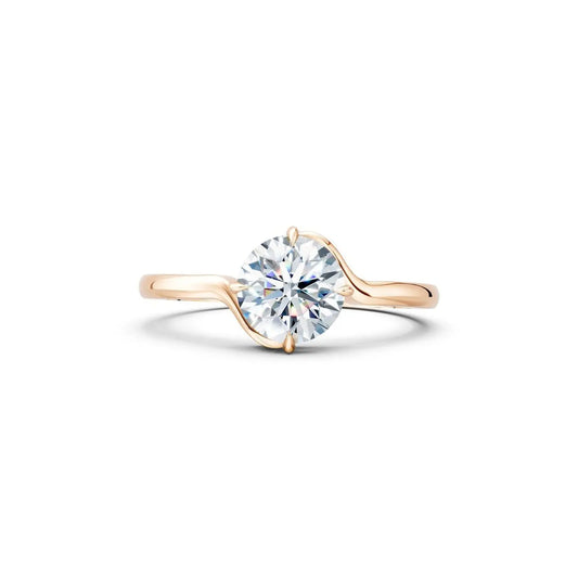 Bypass Solitaire Round Diamond Engagement Ring - Round