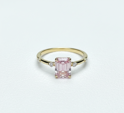 Pink Emerald Cut Lab Created Diamond, Engagement Ring Forever For Love