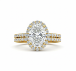 2 Carat Total D/VVS2 IGI Certified Oval Cut Lab Diamond Solitaire | Hidden Halo Engagement Ring Set with Matching Round Diamond Band | Gold Forever For Love