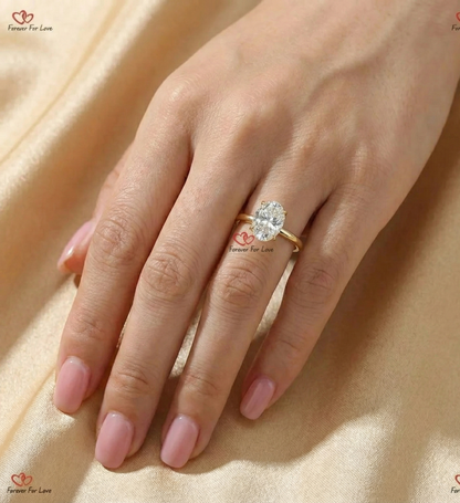 Eternal Radiance  Oval Forever One Moissanite Solid Gold Ring Forever For Love