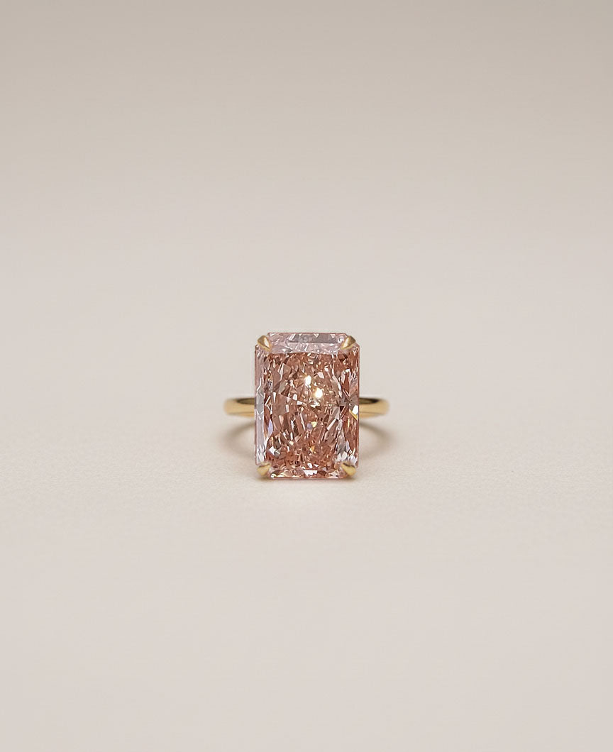 10 carat F Color VS1 Clarity IGI Certified Elongated Pink Radiant Cut Lab Grown Diamond Ring Forever For Love