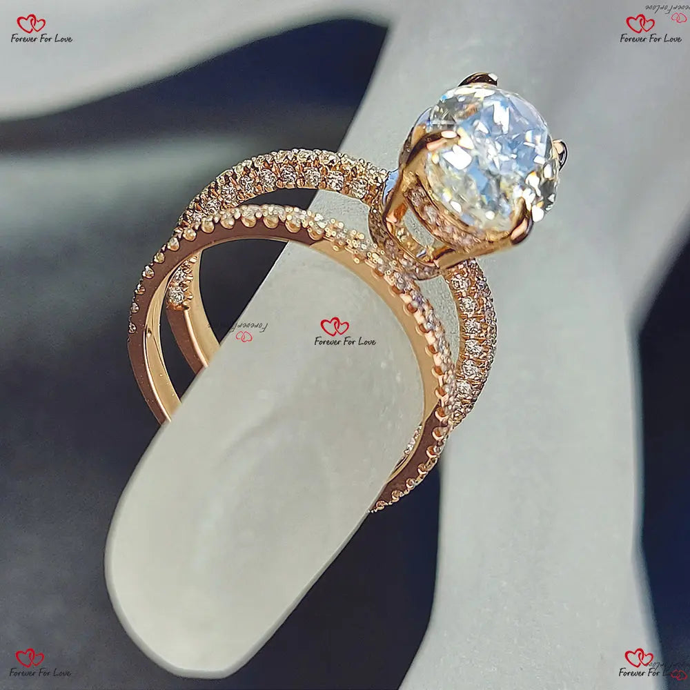 Blake Lively ring Moissanite Engagement Ring oval cut rose gold diamond ring  Moissanite bridal set. Forever For Love