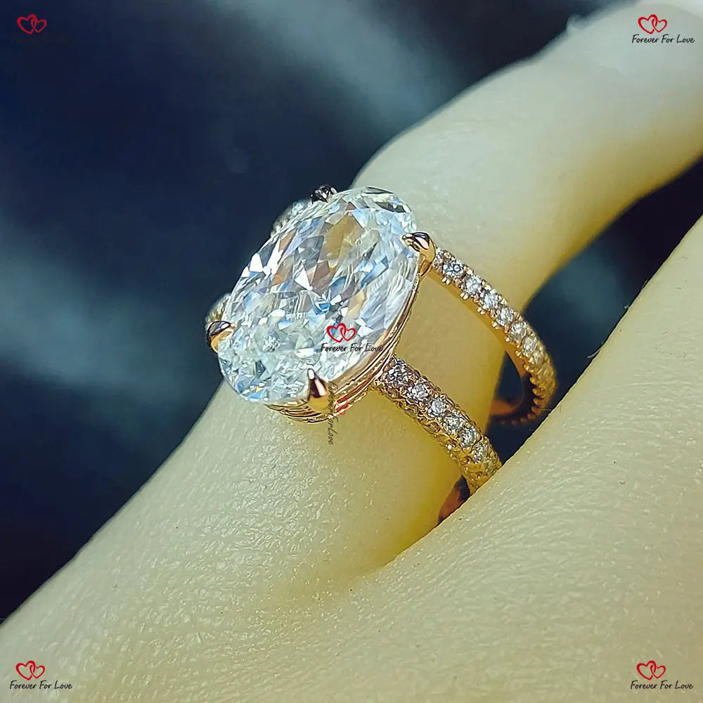 Blake Lively ring Moissanite Engagement Ring oval cut rose gold diamond ring  Moissanite bridal set. Forever For Love