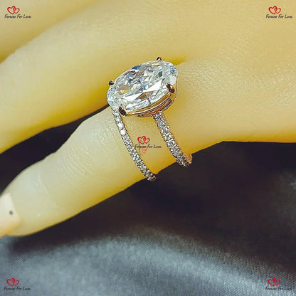 Blake Lively ring Moissanite Engagement Ring oval cut rose gold diamond ring  Moissanite bridal set. Forever For Love
