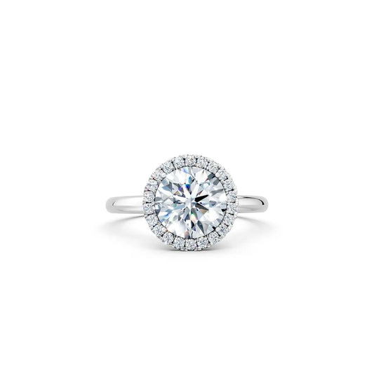 Round Diamond Halo Engagement Ring with Plain Band - Round