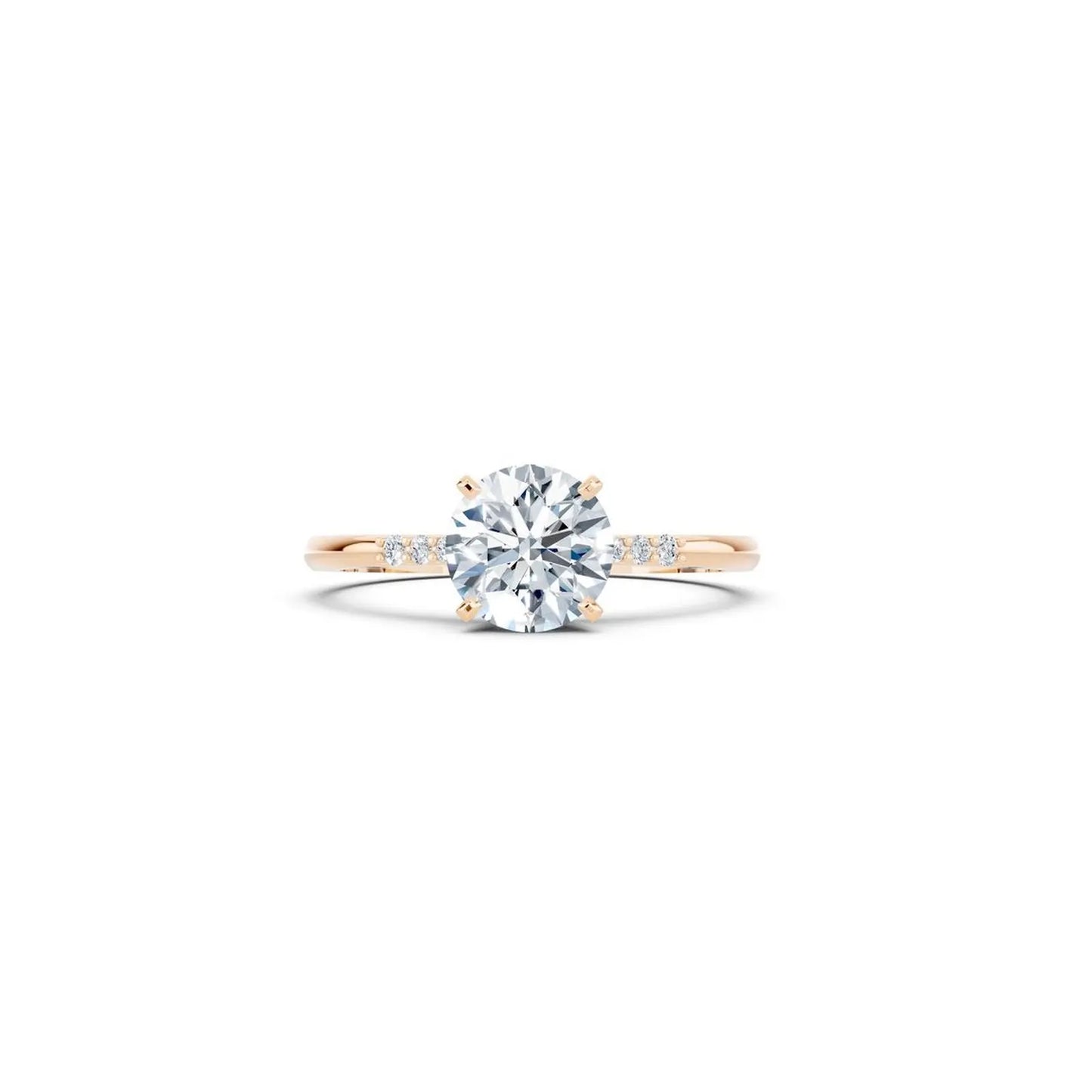 Diamond Accented Round Solitaire Engagement Ring - Round