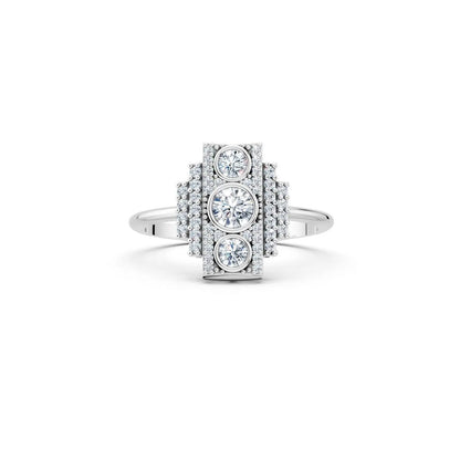Art Deco Style Diamond and Milgrain Cluster Ring - Round