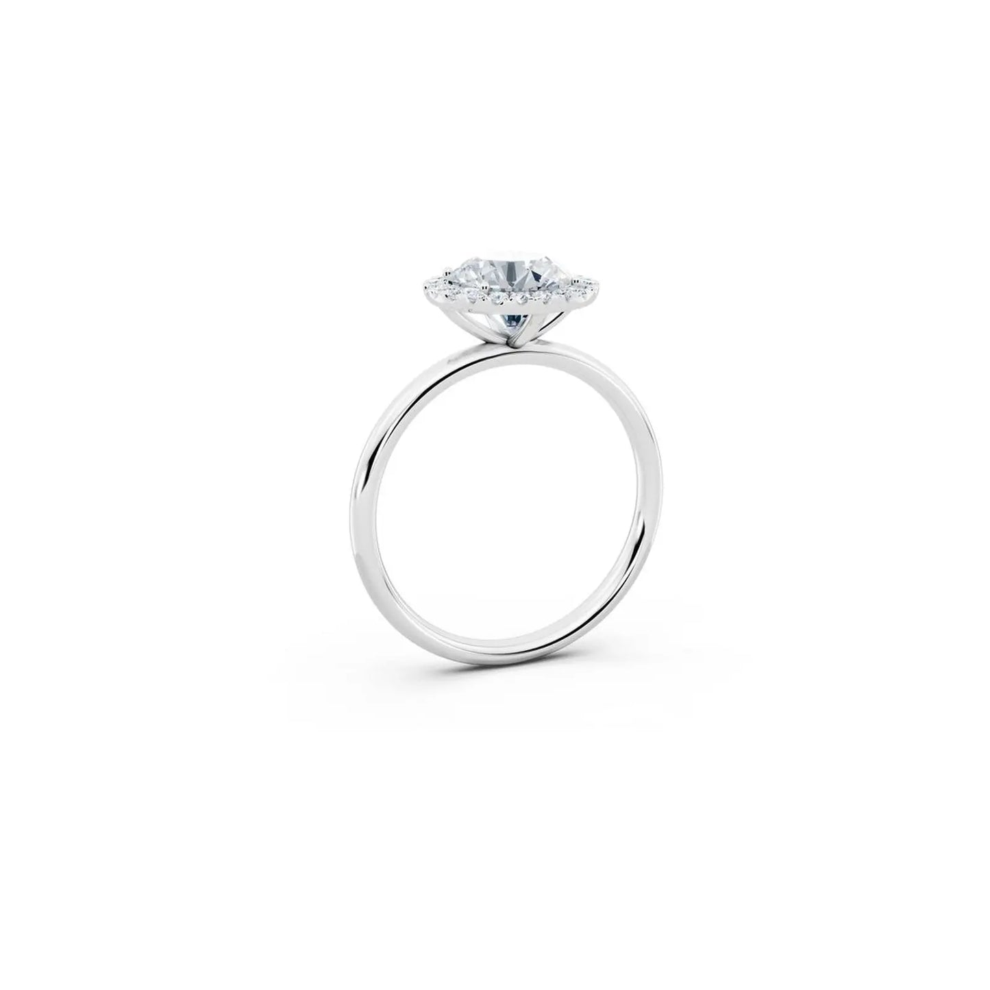 Round Diamond Halo Engagement Ring with Plain Band - Round