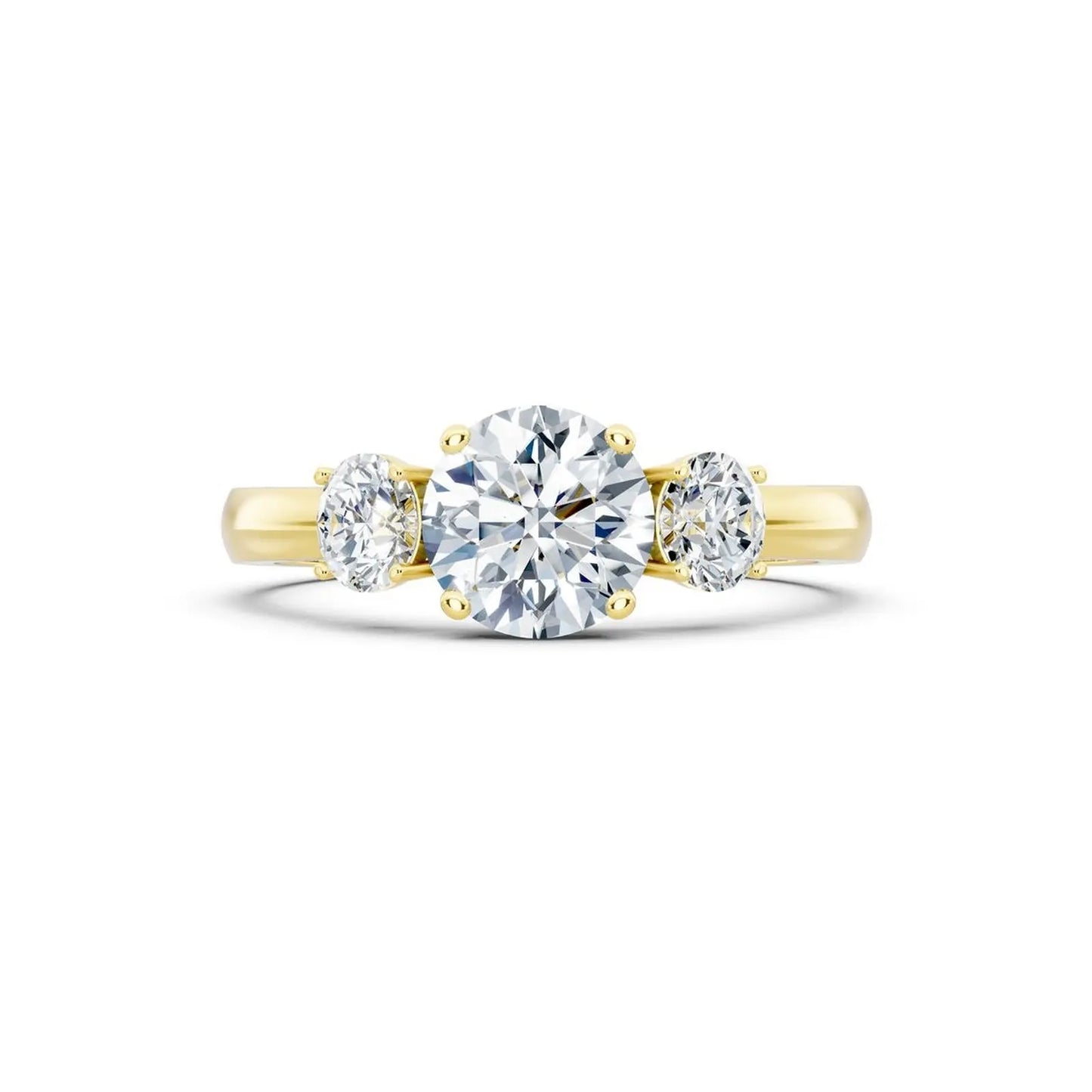 Three-Stone Round Diamond Engagement Ring with Oval Side Stones - Round