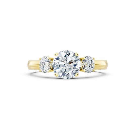 Three-Stone Round Diamond Engagement Ring with Oval Side Stones - Round