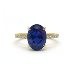 Blue Sapphire Oval Engagement Ring Solid White Gold Forever For Love