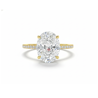 Crushed Ice Oval Moissanite Engagement Ring in Hidden Halo Forever For Love