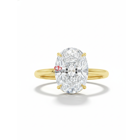 Crushed Ice Oval Moissanite Engagement Ring Forever For Love