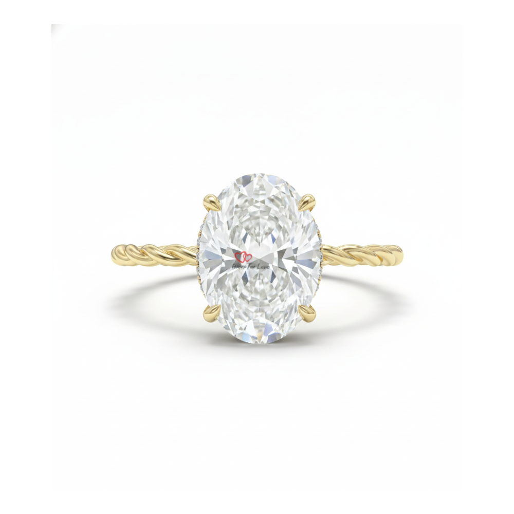 Crushed Ice Oval Hidden Halo Engagement Ring Forever For Love