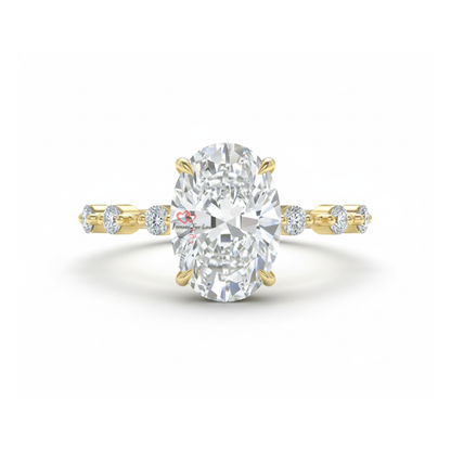 Distance Pave Oval Hybrid Colorless Engagement Ring Forever For Love