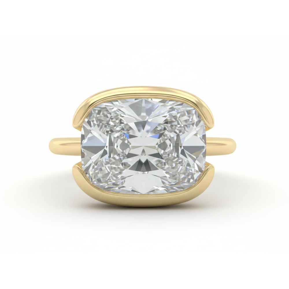 4ct Old Mine Lab Diamond Bezel-Set Ring | Cushion Cut Forever For Love