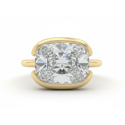 4ct Old Mine Lab Diamond Bezel-Set Ring | Cushion Cut Forever For Love