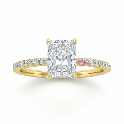 Radiant Cut Lab-Grown Diamond Engagement Ring - Hidden Halo IGI Certified Forever For Love