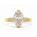 Unique Vintage Oval Diamond Engagement Ring -  F VS1 Lab Grown Diamond in Solid Gold IGI Certified Forever For Love