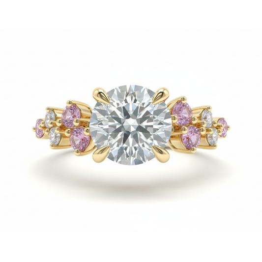 Unique Vintage Round Diamond IGI Certified Lab Created Diamond Cluster Engagement Ring Forever For Love