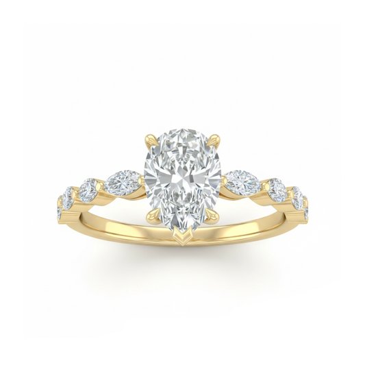 Pear and Marquise Diamond Vintage Ring – IGI Certified Lab Grown Diamond in Yellow Gold Forever For Love