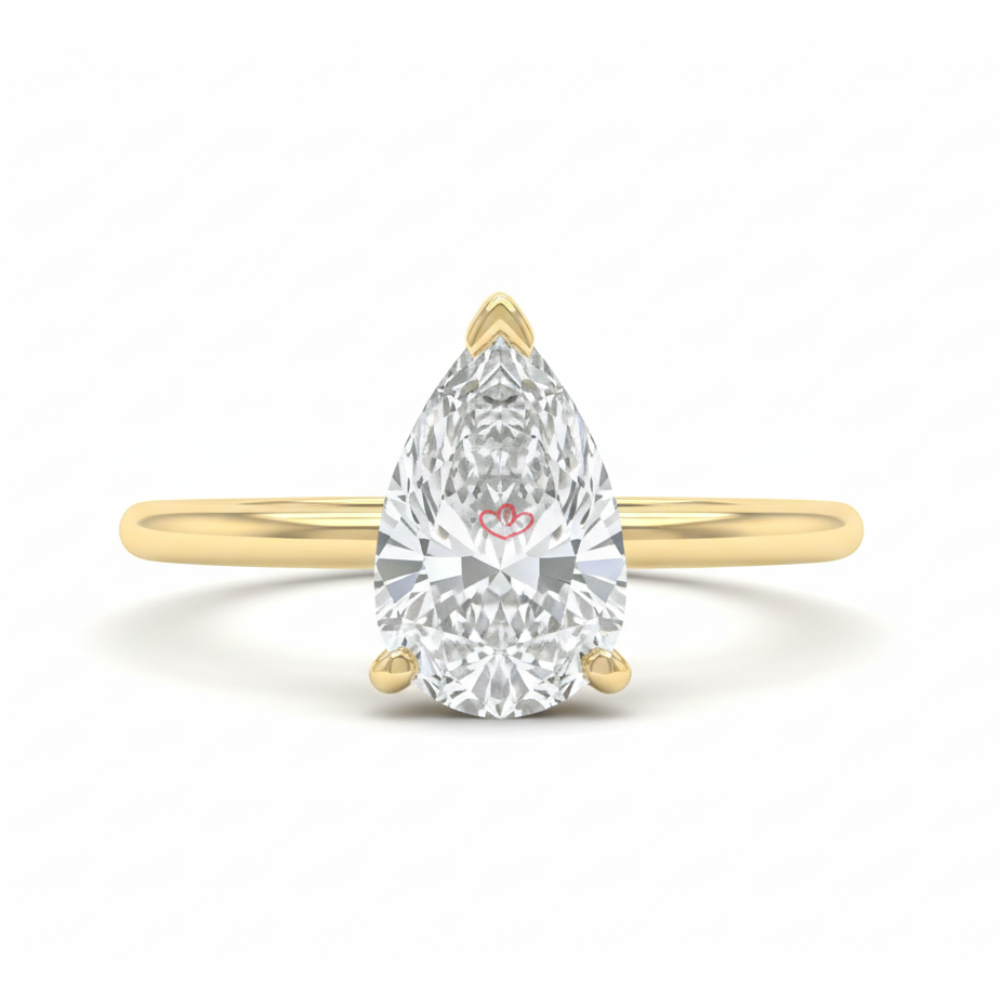 Pear Diamond Vintage Ring – Lab Grown IGI Certified Yellow Gold Custom-Made Unique Engagement Ring Forever For Love